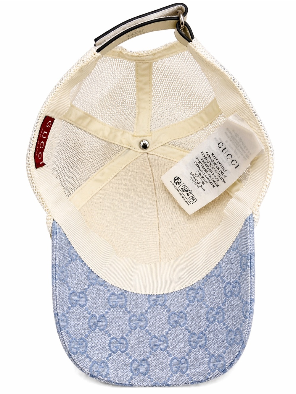 Gucci Light Blue GG Denim Trucker Cap with Cream Mesh - Picture 2 of 3